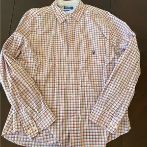 Nautica Men's Pink and Blue Checkered Shirt